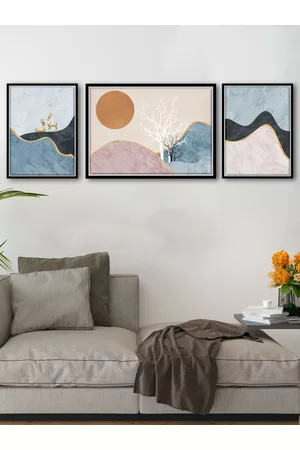 Art Set of 3 Semi Abstract Canvas Painting
