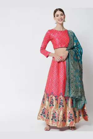 DIVASTRI Pink & Blue Ready to Wear Lehenga Choli With Dupatta