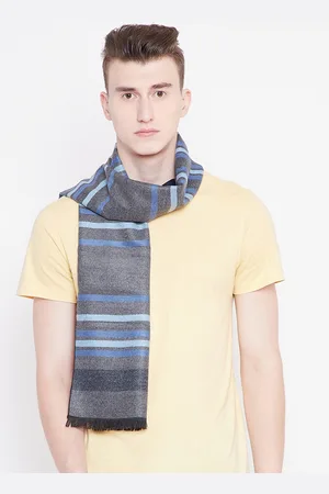 Alvaro Castagnino Men Grey & Blue Striped Mufflers