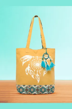 The House of Tara Beige Printed Tote Bag