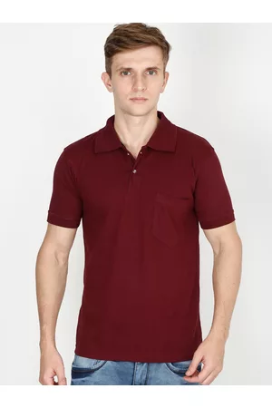 Fleximaa Men Maroon Polo Collar Cotton T-shirt