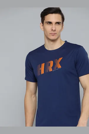 HRX Training Men Estate Blue Rapid-Dry Brand Carrier Tshirts