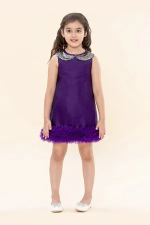 A.T.U.N. A T U N GirlsPurple Embellished Peter Pan Collar A-Line Dress