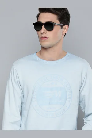 Flying Machine Men Blue Brand Logo Printed Pure Cotton Pullover Sweatshirt