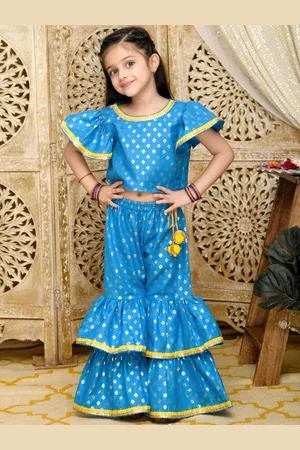 SAKA DESIGNS Girls Ethnic Motifs Printed Top with Sharara