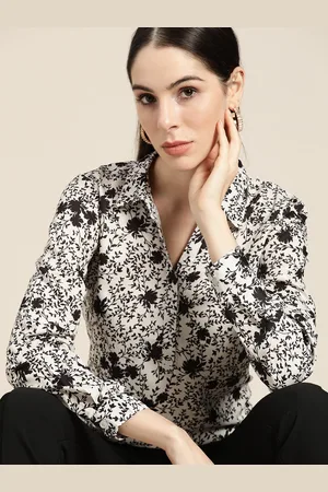 Invictus Black & White Floral Print Shirt Style Top