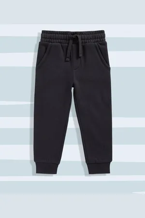 Mothercare Boys Black Solid Pure Cotton Joggers