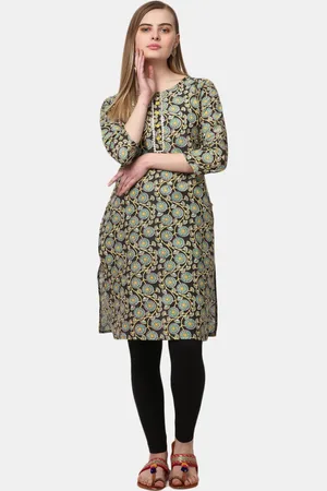 Desi Mix Women Black Ethnic Printed Kurta