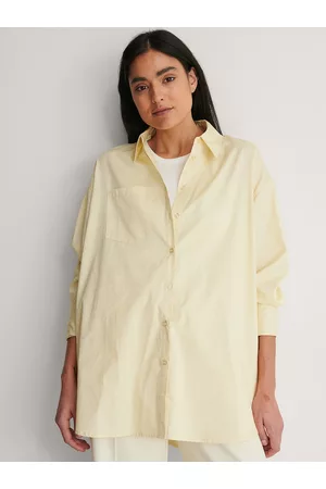 NA-KD Women Yellow Solid Pure Cotton Casual Shirt
