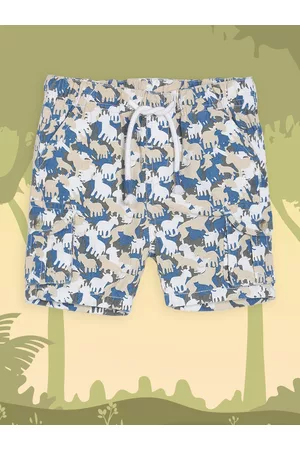 MINI KLUB Boys Grey Printed Regular Fit Regular Shorts