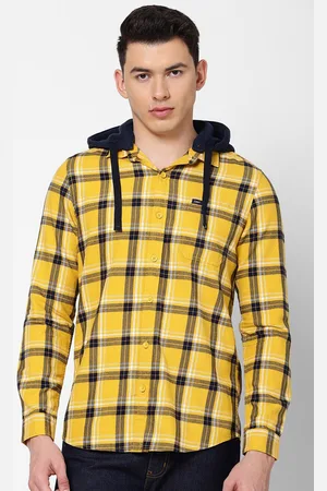 Lee Men Yellow Slim Fit Checked Casual Shirt