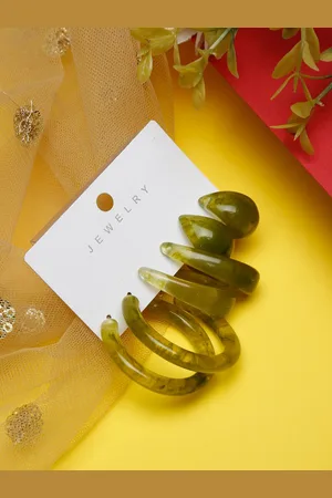Celena Cole Green Contemporary Studs Earrings