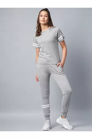 StyleStone Women Grey Striped Cotton Tracksuits