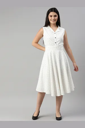 Ayaany White & Black A-Line Midi Dress