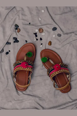 LIL PITAARA Girls Multicoloured Ethnic One Toe Flats