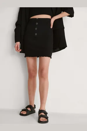 NA-KD Women Black Solid Straight Skirt