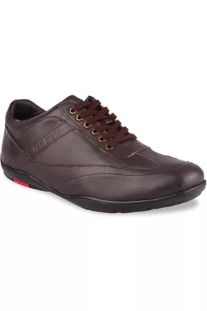 Red Chief Men Brown Solid Leather Sneakers