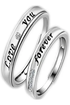 University Silver-Plated Stainless Steel Forever Love Couple Rings