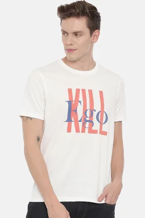 Bushirt Men White Printed Round Neck T-shirt