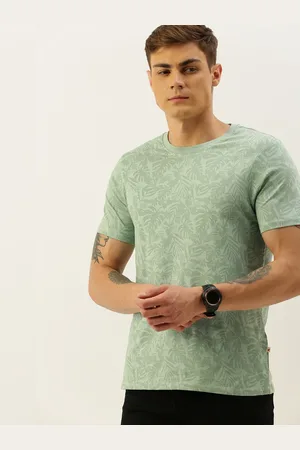 Invictus Men Olive Green Printed Round Neck Pure Cotton T-shirt