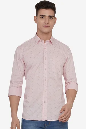 JADE BLUE Men Light Pink Custom Slim Fit Printed Cotton Casual Shirt