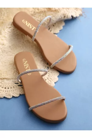 GNIST Women Beige Party Open Toe Flats