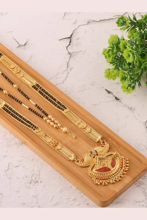 Brandsoon Women Gold & Black Mangalsutra Necklace