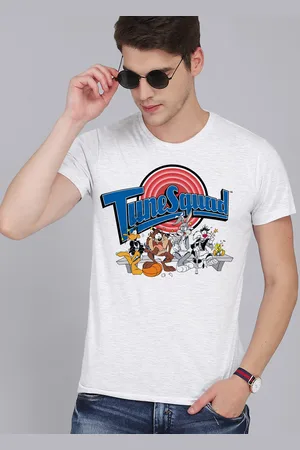 Free Authority Men Grey Typography Looney Tunes Printed Applique T-shirt