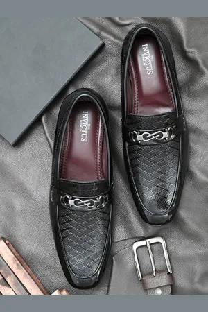 Invictus Men Black Solid Formal Slip-Ons