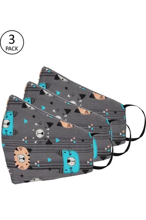 Tossido Kids Grey Pack Of 3 Reusable 3-Ply Cloth Masks