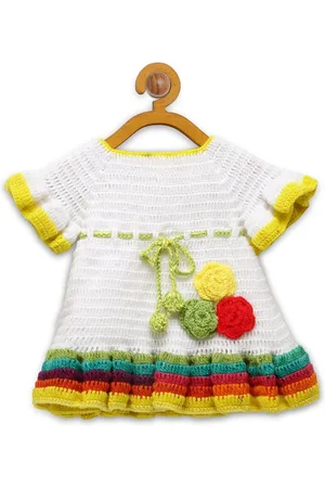 CHUTPUT Girls Multicoloured Striped Pure Wool A-Line Dress