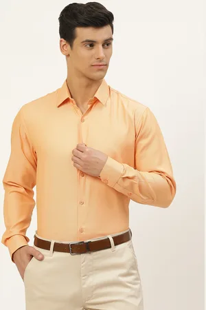 SOJANYA Men Peach-Coloured Classic Cotton Formal Shirt
