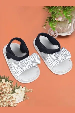 Baby Moo Girls Striped Open Toe Sandals with Bows