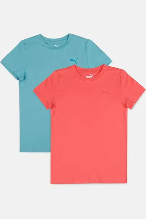 PUMA Girls Pack Of 2 Red & Blue Solid T-shirts