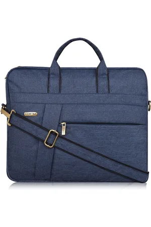 Lorem Unisex Blue Textured Linen Messenger Bag
