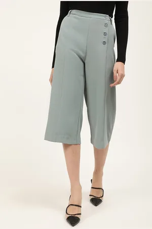 CENTRESTAGE Women Sea Green Solid Culottes Trousers