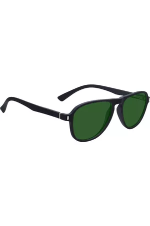 Peter Jones Eyewear Unisex Green Lens & Black UV Protected Aviator Sunglasses TR011GR