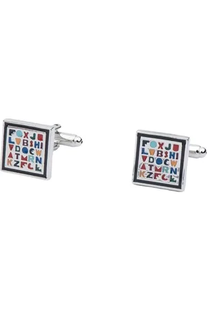 The Tie Hub Men Silver-Toned & Yellow Cufflink