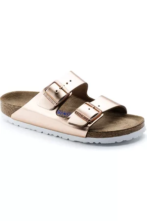 Birkenstock Arizona Soft Footbed Metallic Copper Narrow Width Two-Strap Sandals