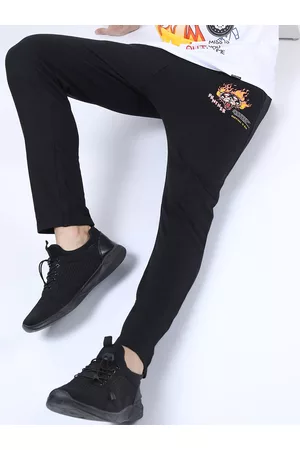 Ketch Men Black Printed Slim-Fit Track Pants