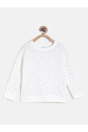 MINI KLUB Kids Girls White Printed Sweatshirt