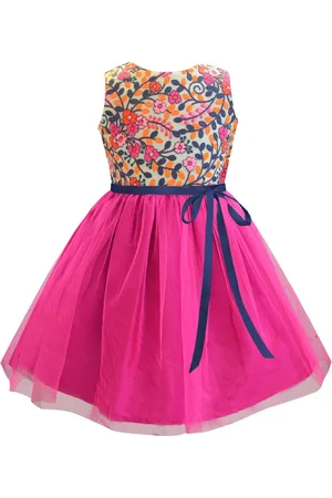 A.T.U.N. Girls Fuchsia Floral Net Fit and Flare Dress