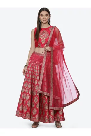Biba Fuchsia & Gold-Toned Printed Ready to Wear Lehenga & Blouse With Dupatta