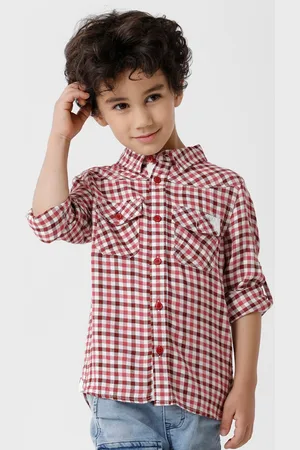 KATE & OSCAR Boys Red & White Checked Casual Shirt