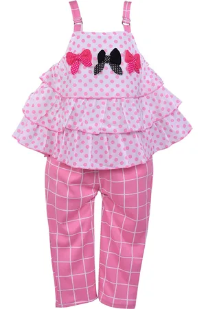 Wish Karo Girls Pink & White Top with Trousers