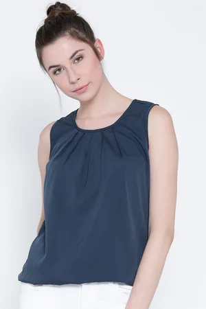 Sera Women Teal Blue Solid Blouson Top
