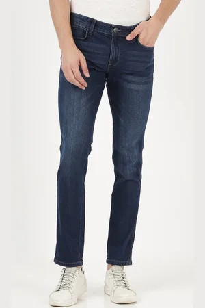 Wrangler Men Blue Skanders Slim Fit Low-Rise Heavy Fade Stretchable Jeans