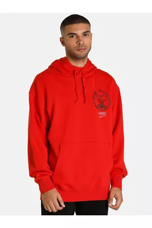 PUMA Men Red Printed Downtown Relaxed Fit Hoodie
