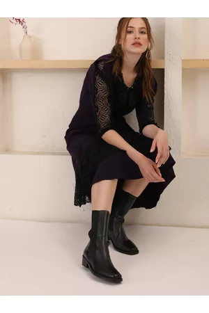 SAINT G. Womens Black Leather Calf Boots