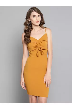 Veni Vidi Vici Women Mustard Yellow Bodycon Dress